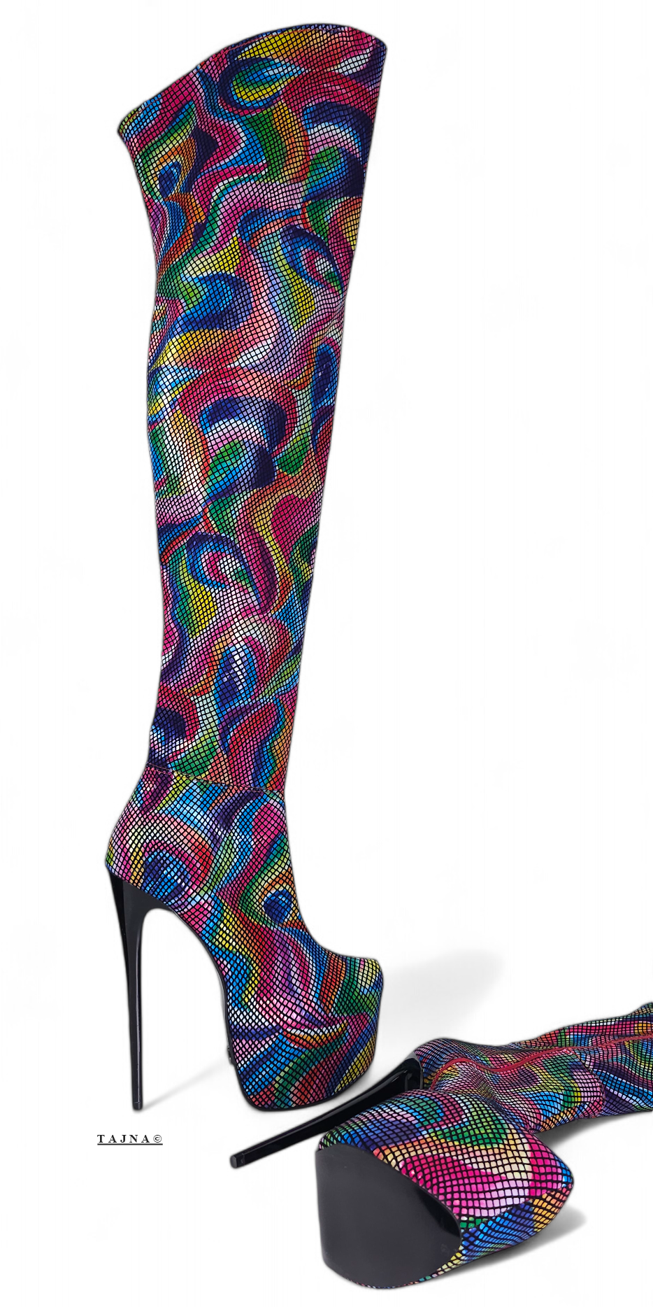 Rainbow Half Stretch Over The Knee Boots Tajna Club