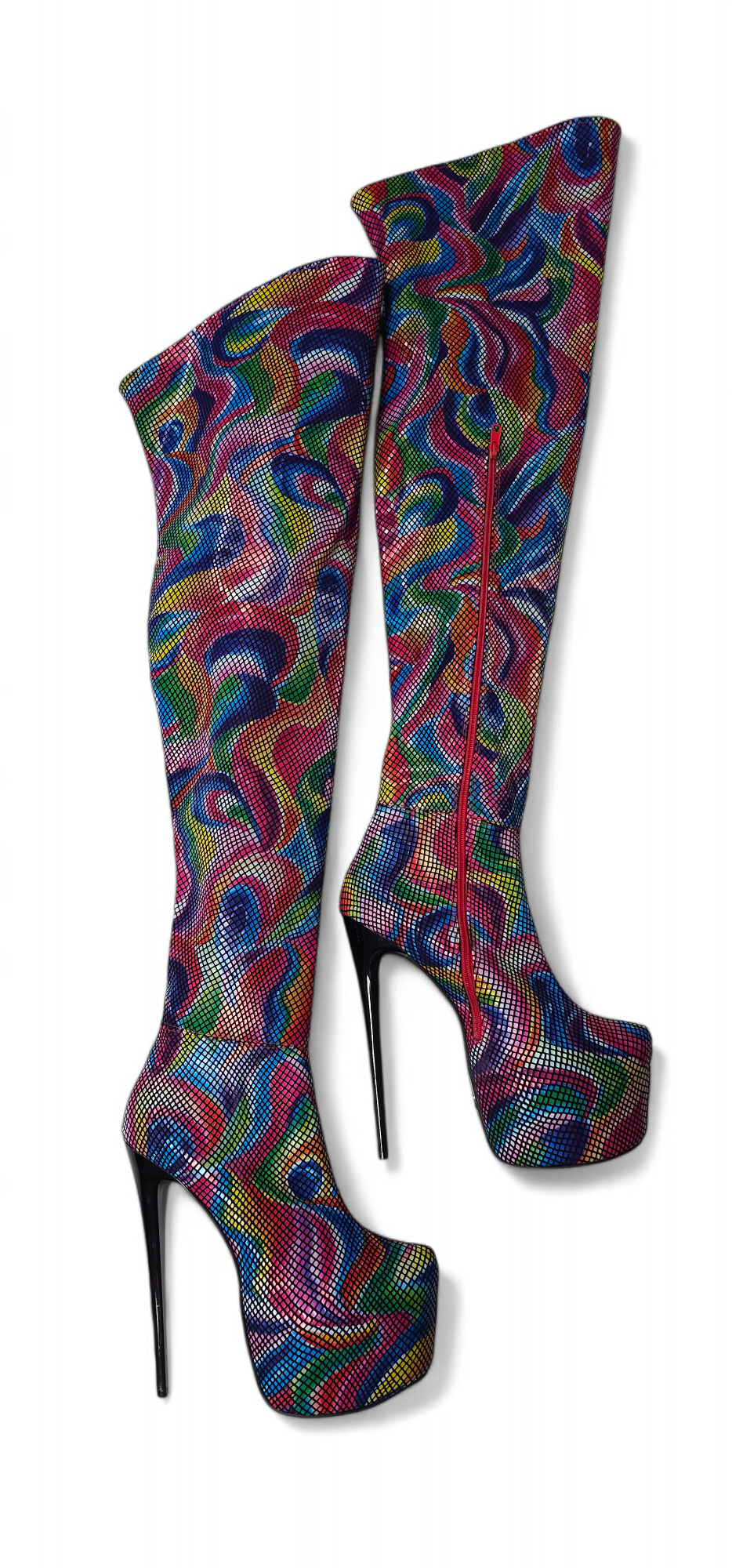 Rainbow Half Stretch Over The Knee Boots