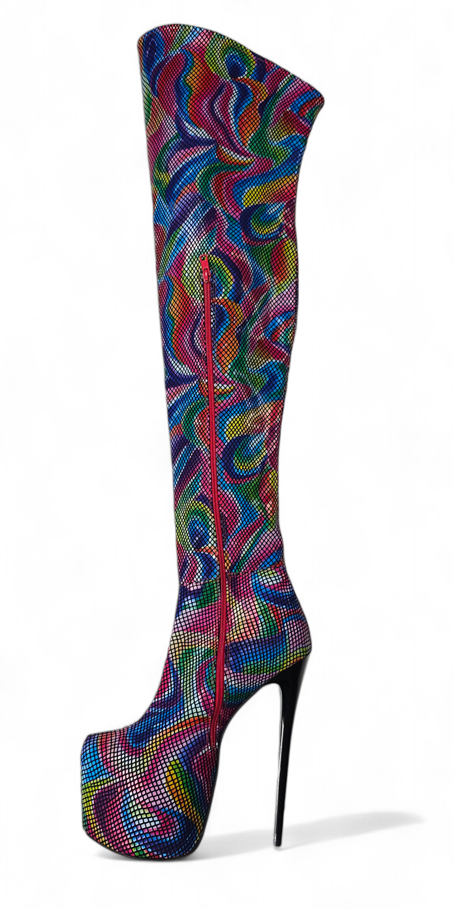 Rainbow Half Stretch Over The Knee Boots