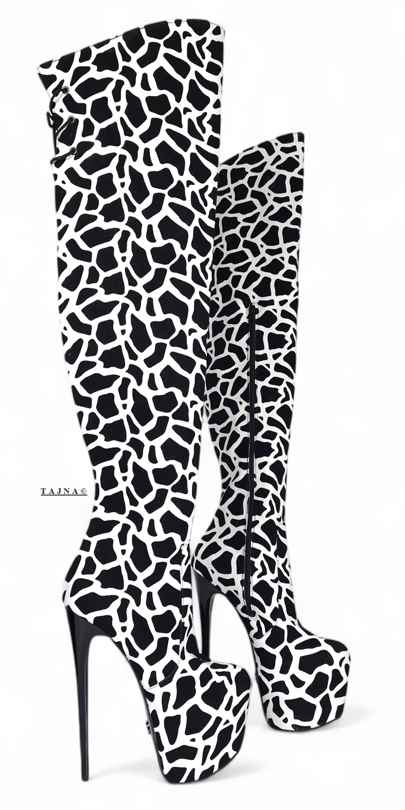 Black and white leopard boots on sale