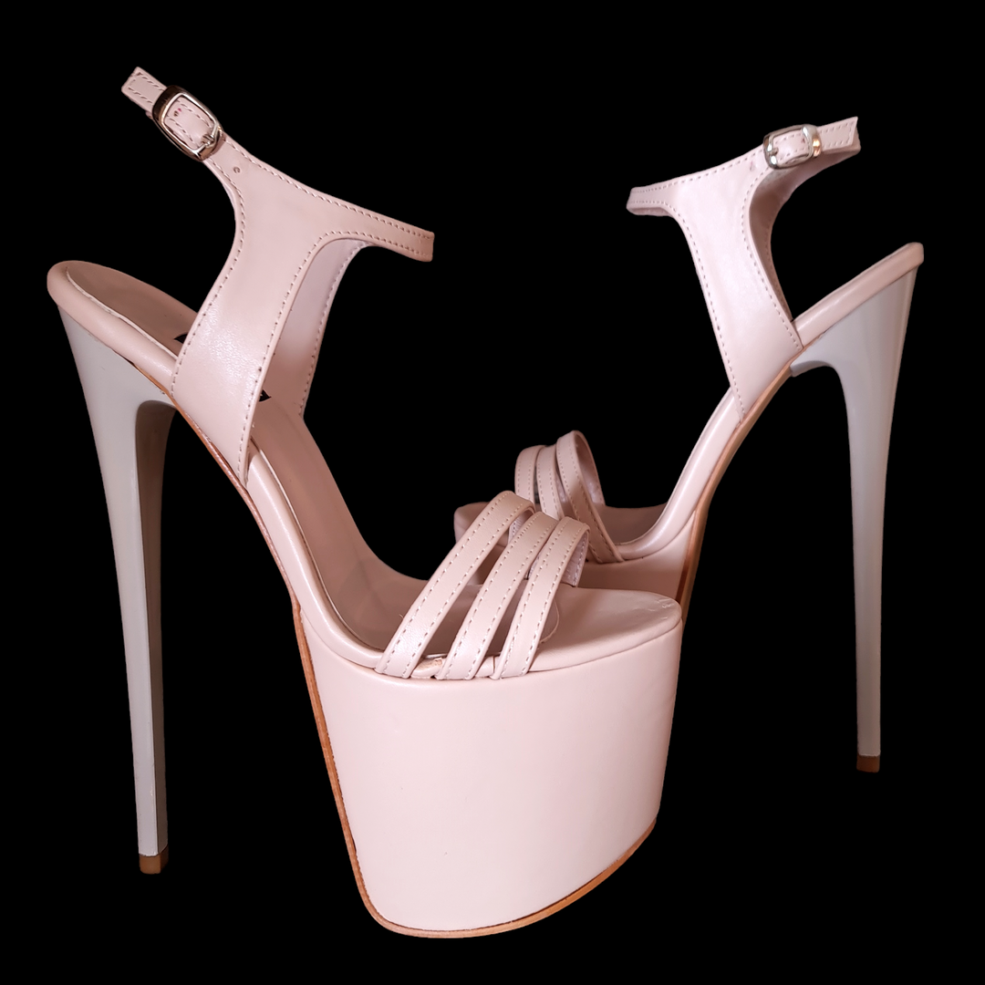 Powder Cream Matte High Heel Platform Sandals 