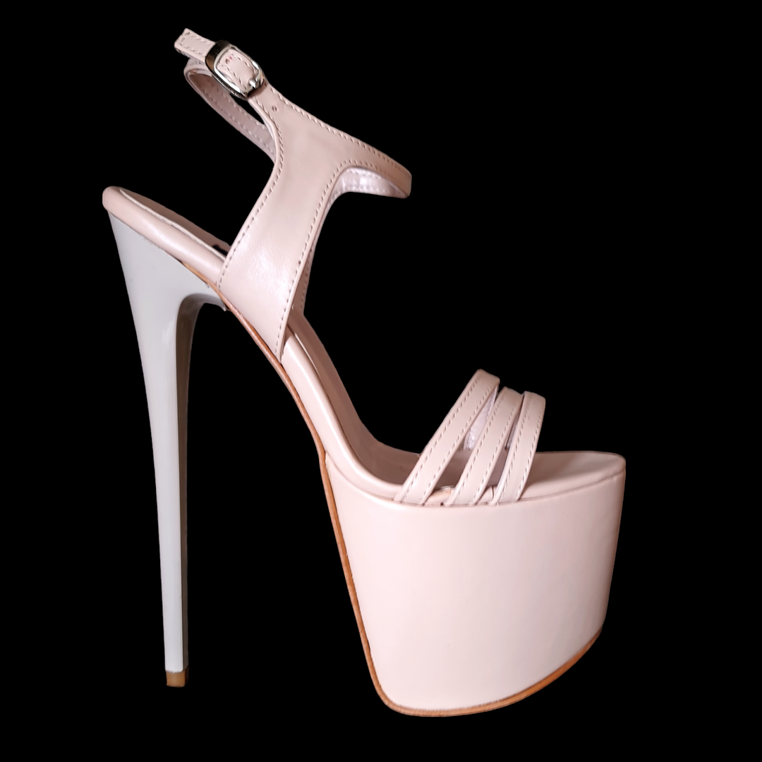 Powder Cream Matte High Heel Platform Sandals 