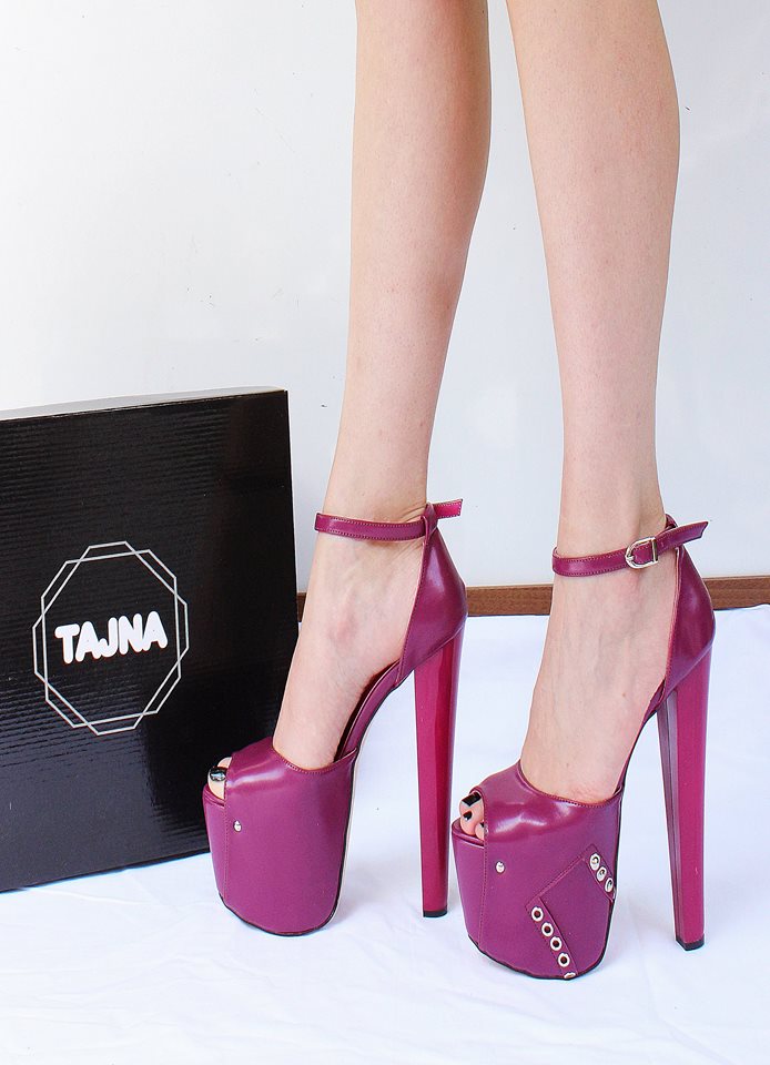 Purple Pink 19  cm High Heel Eyelet Shoes - Tajna Club