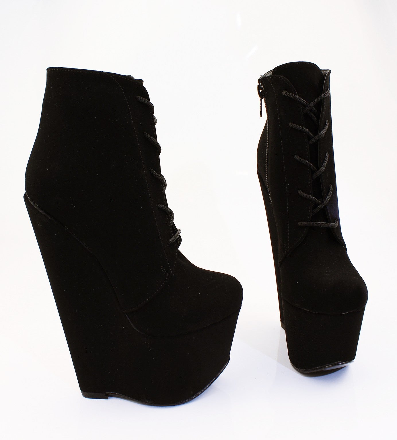 Black lace up shops wedge booties