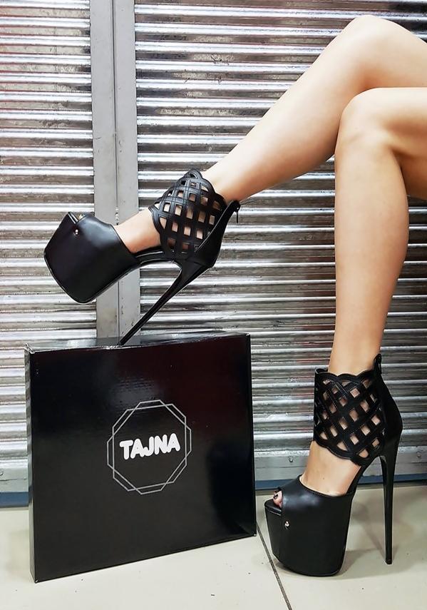 Lazer Ankle Strap Peep Toe Designer Heels - Tajna Club