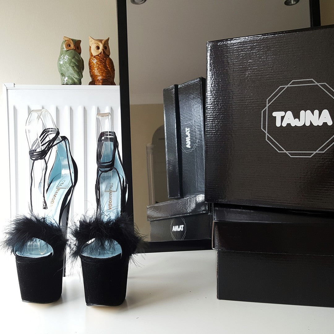 Ankle Strap Black Fury High Heel Platform Shoes - Tajna Club