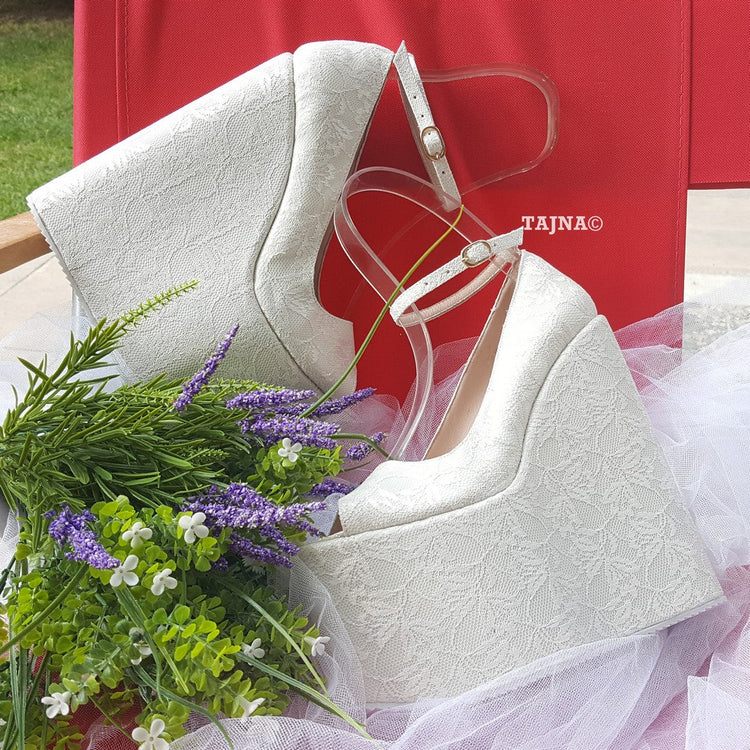 Bridal Collection Peep Toe 21 cm Platform Wedge Shoes - Tajna Club