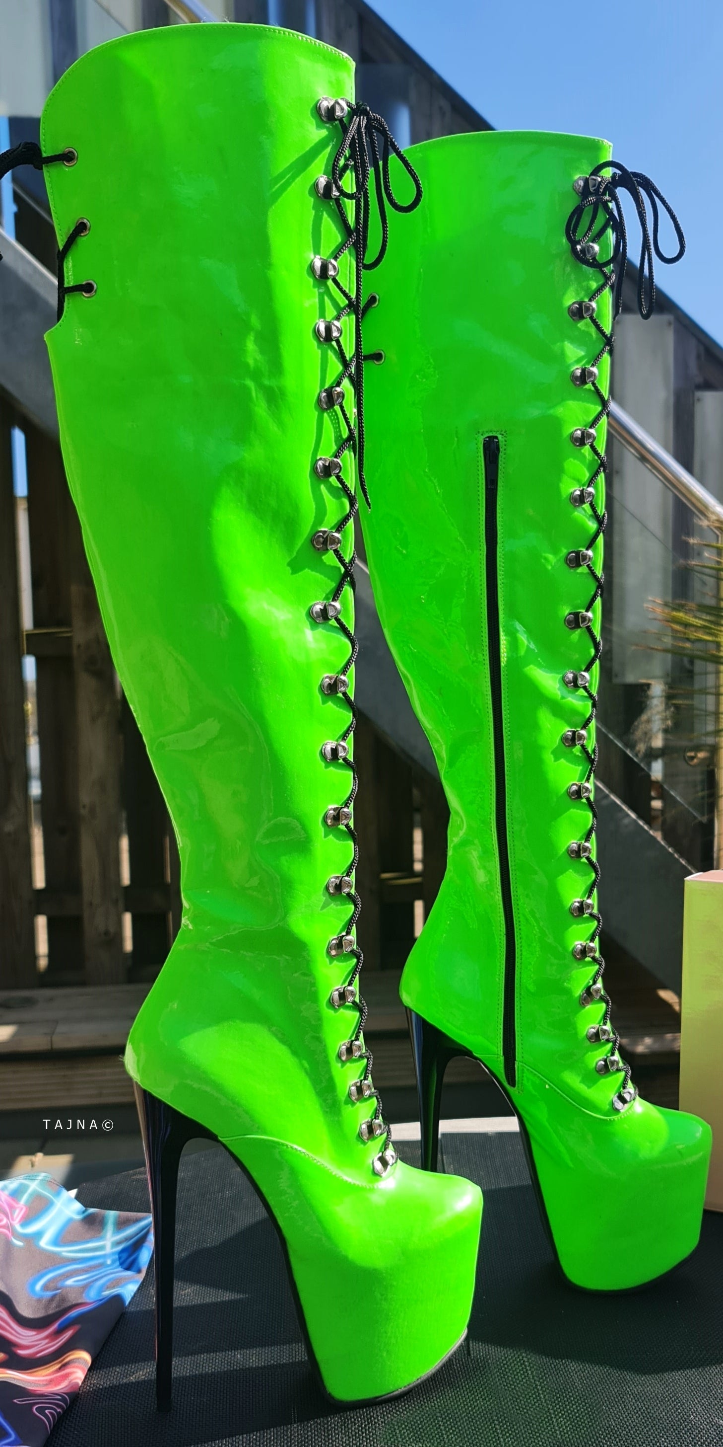 Neon green cheap combat boots