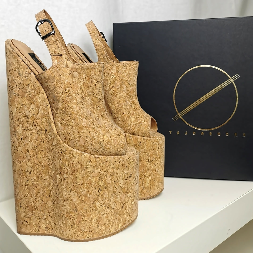 High heel hotsell cork wedge sandals