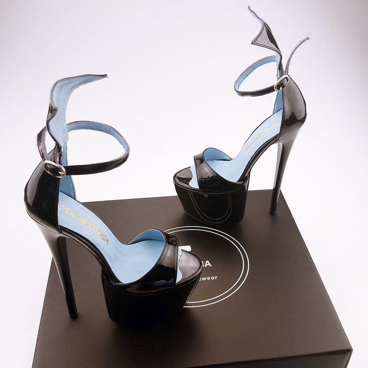 Black Patent Vespertillio Platform Shoes 19 cm - Tajna Club