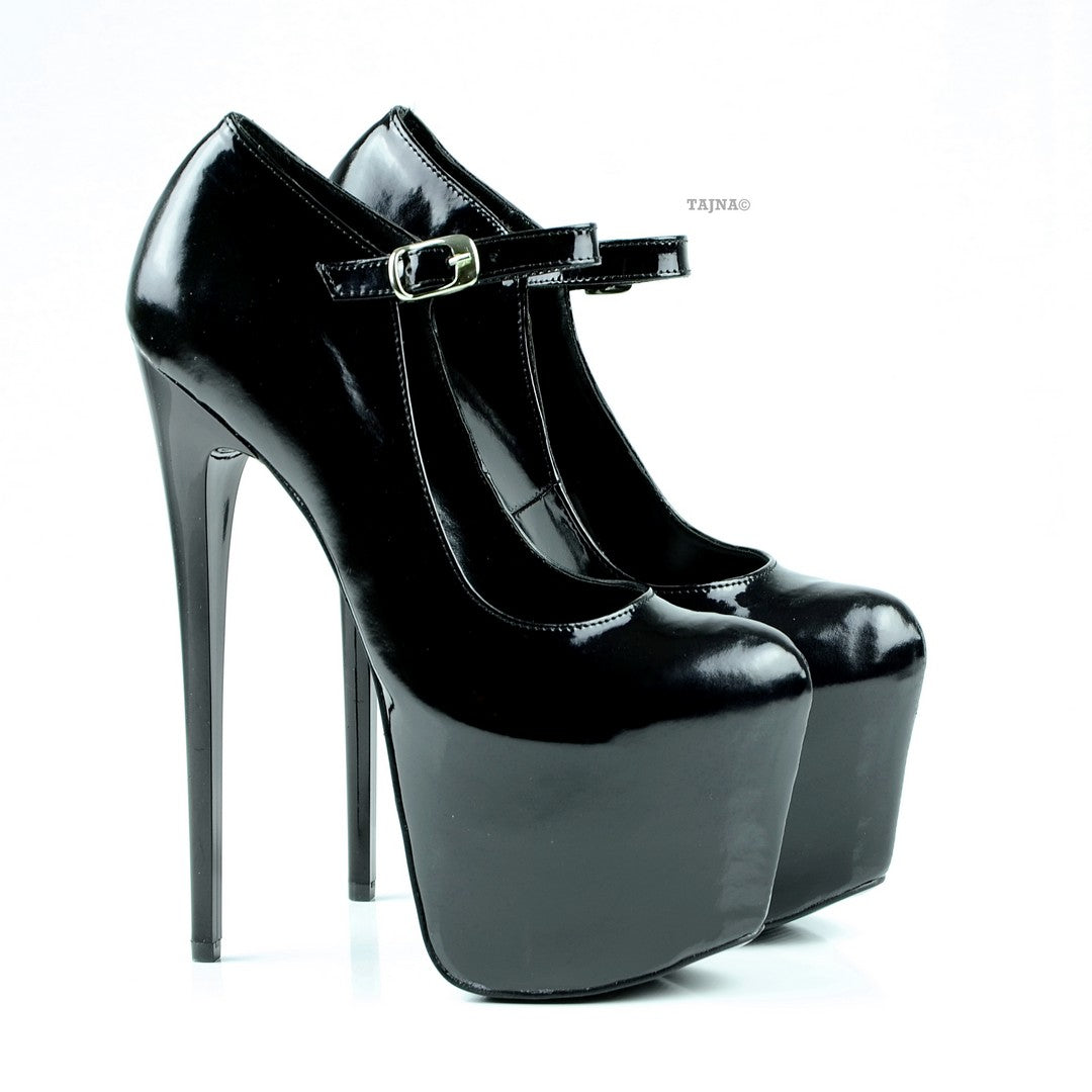 Black Patent Leather 19 cm Pencil Heels - Tajna Club