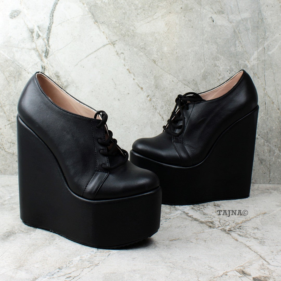 Black Lace Up Wedge Shoes | Tajna Shoes, Eu35 /UK2.5/ USw4 / Other (Please state below) / 19 cm Black Lace Up Wedge Shoes | Tajna Shoes, Eu35 /UK2.5/ USw4 / Other (Please state below) / 19 cm