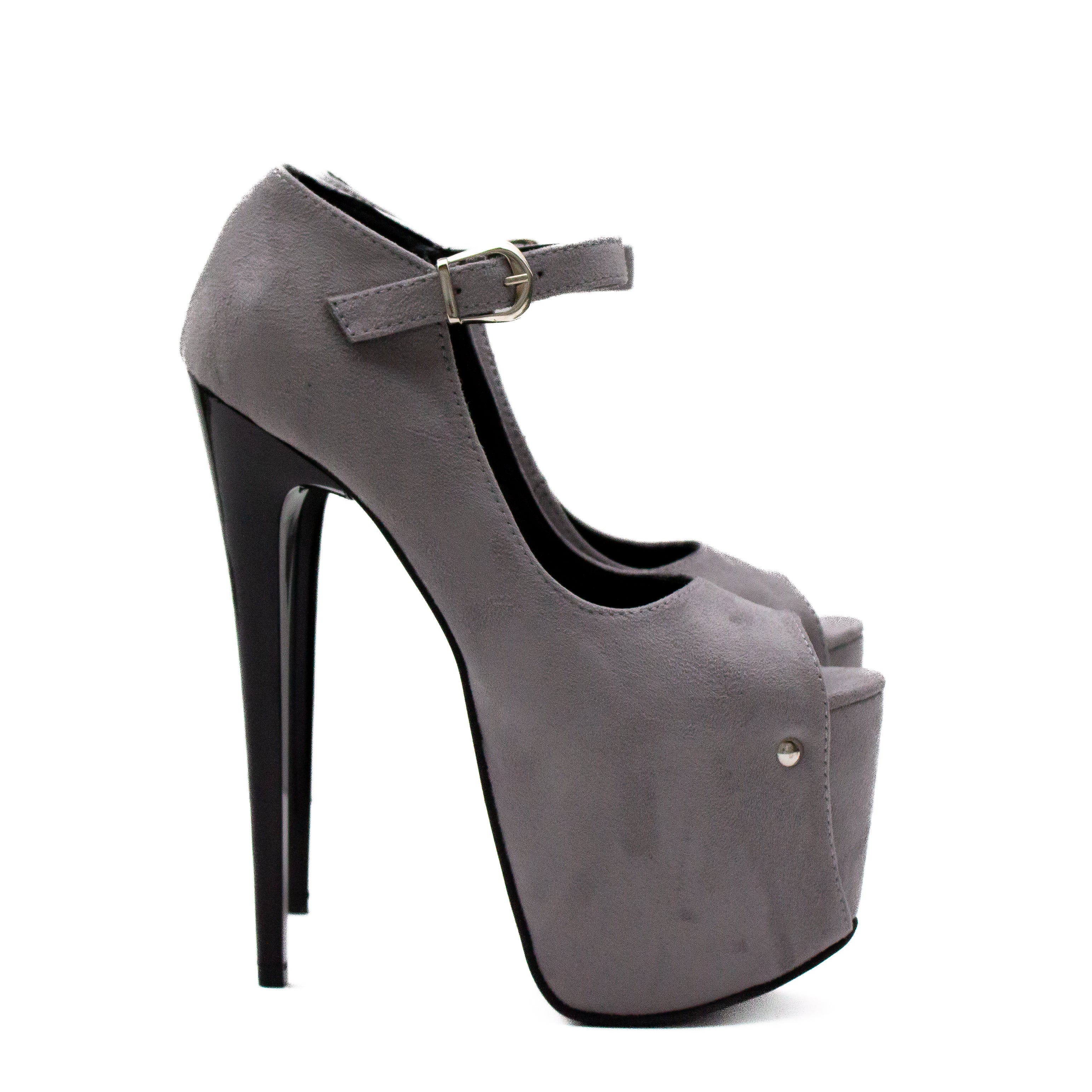 Gray Suede Peep Toe Platform Heels Tajna Shoes Tajna Club