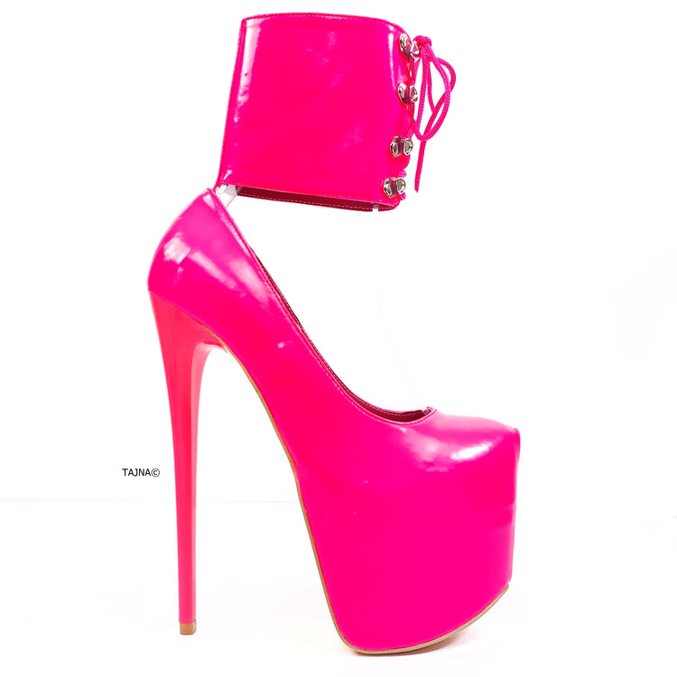 Ankle cuff pink bondage Tajna high heel shoes