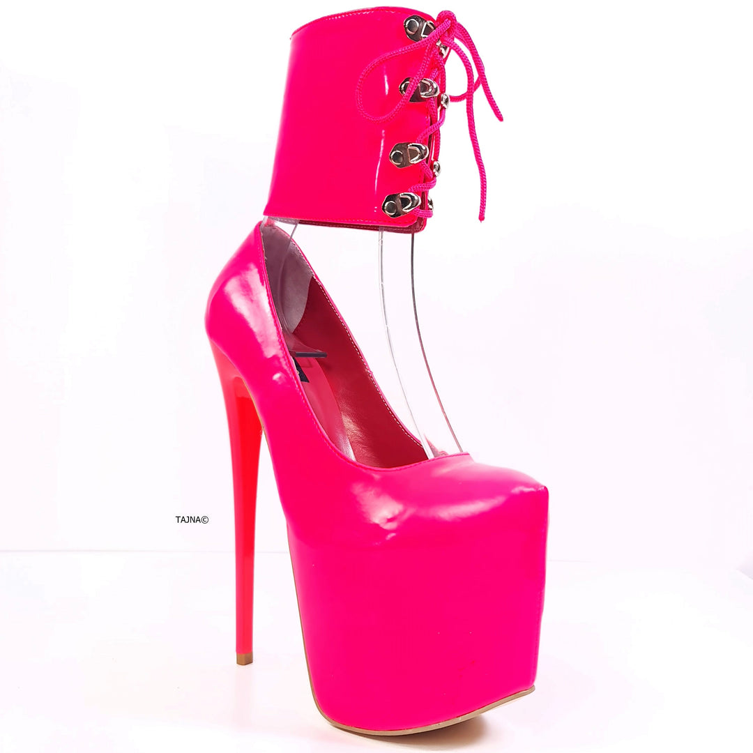 Ankle cuff pink bondage Tajna high heel shoes