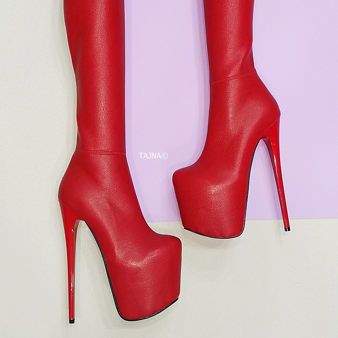 Thigh high boots thin heel top