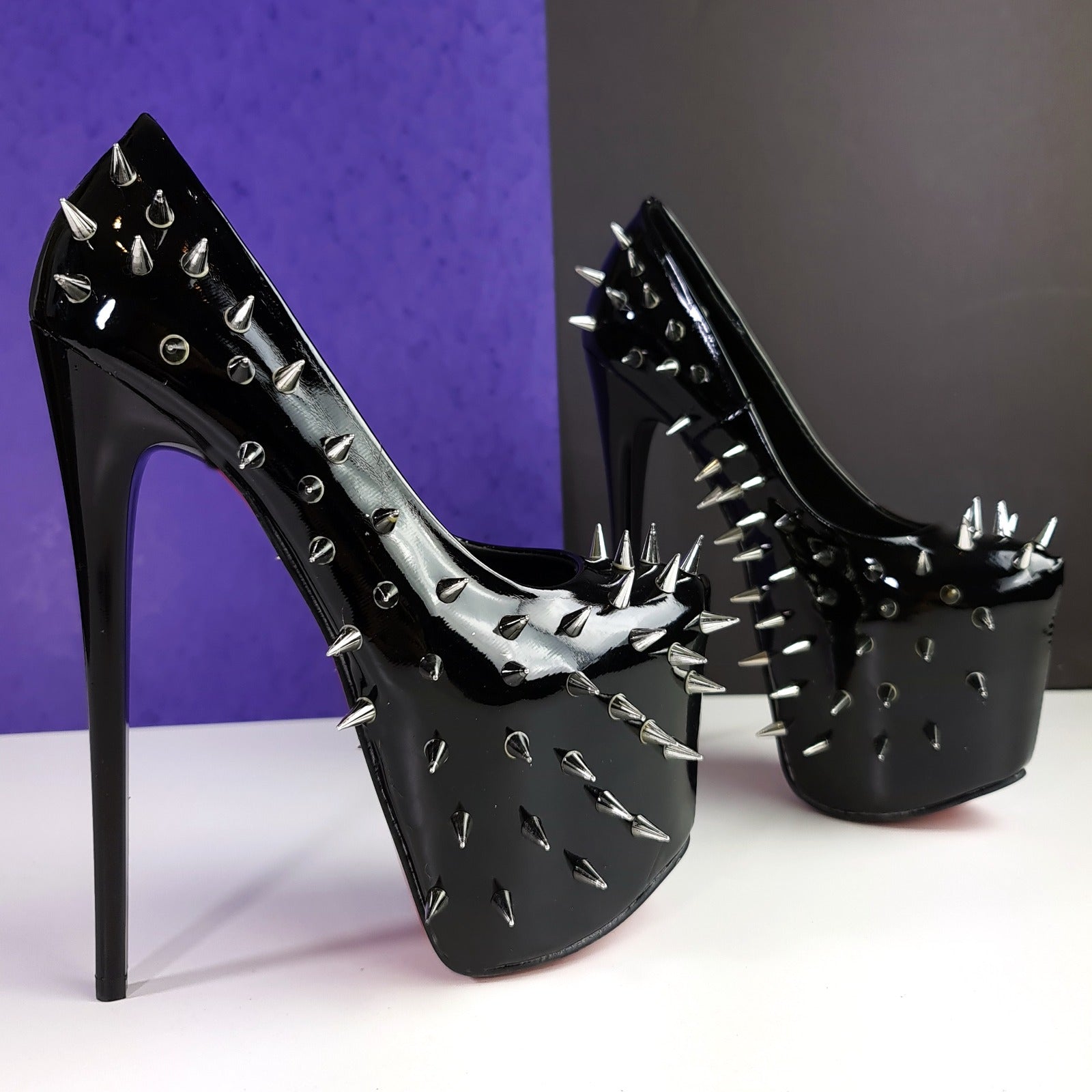 Versace - Spiked Pin Point High Heels in Black Versace