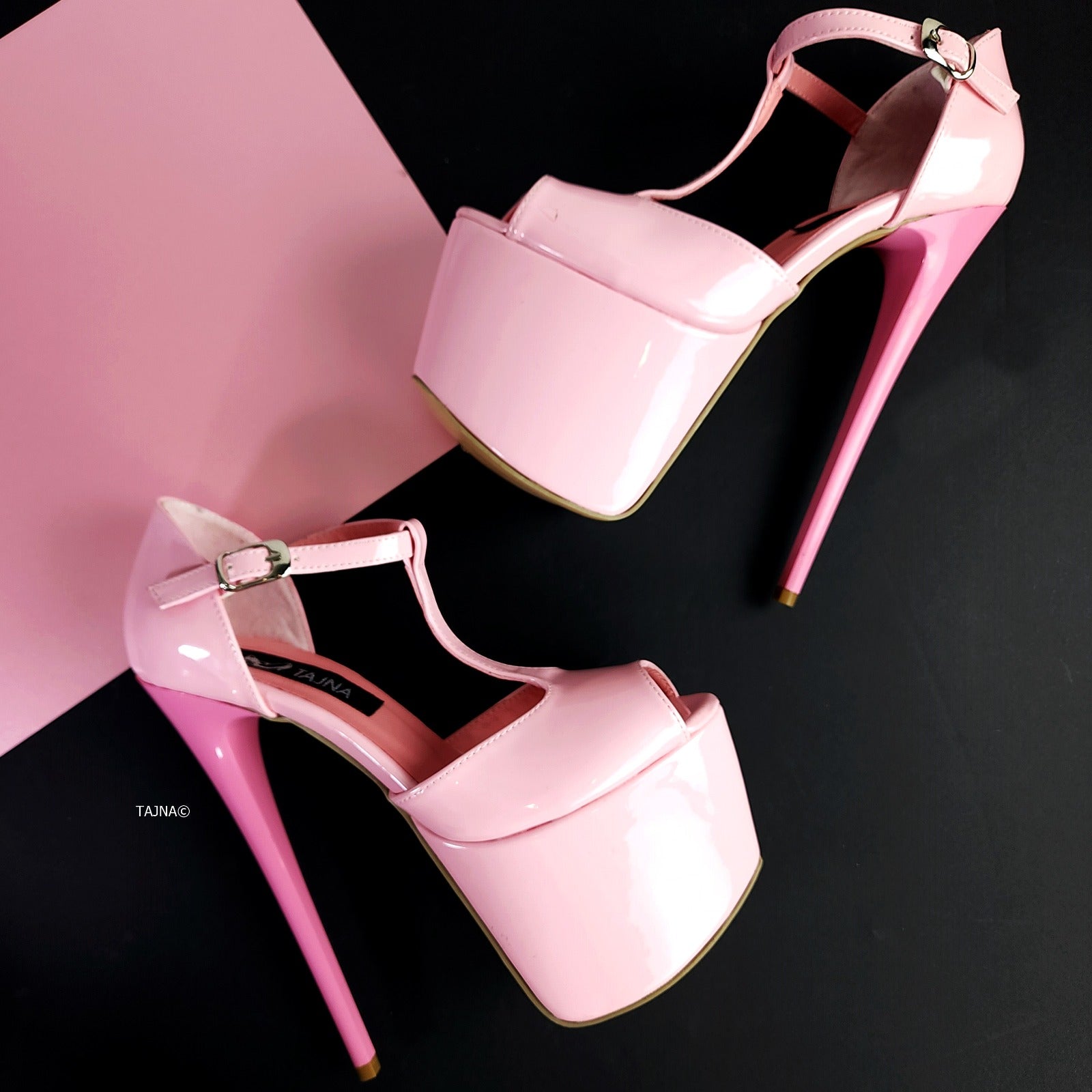 Pink t outlet strap heels