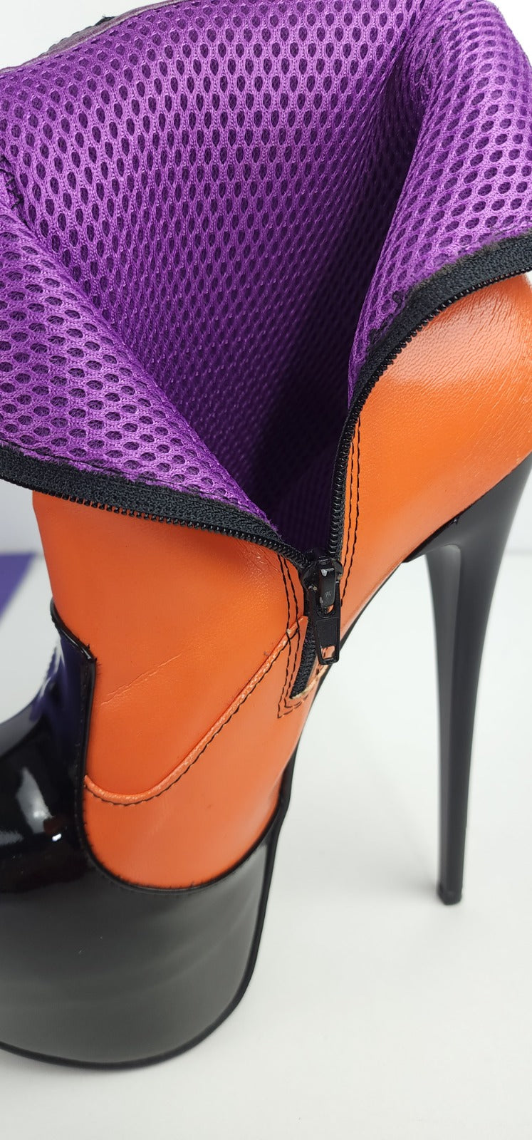 Tri-Color Belted Pencil Heel Rocker Boots 