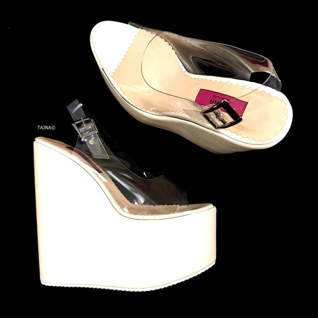 White Wedge Platform Sandals