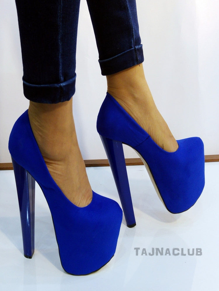 Saxe Blue High Heel Shoes - Tajna Club