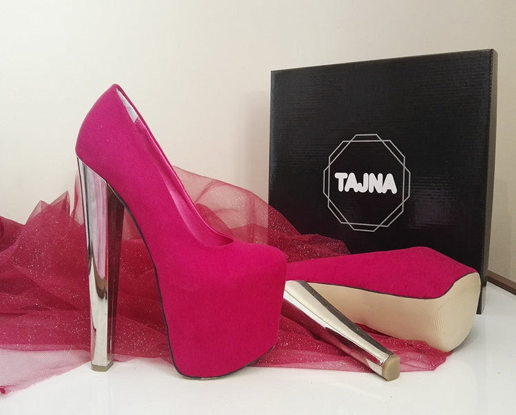 Hot Pink Platform -Silver High Heels - Tajna Club