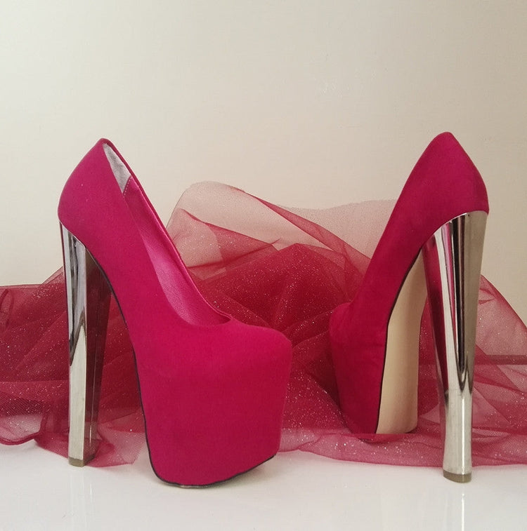 Hot Pink Platform -Silver High Heels - Tajna Club