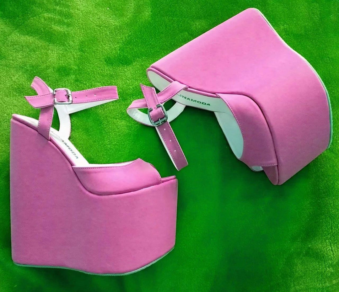 Sandals Pink Wedge Heel Platform High Heels Shoes - Tajna Club