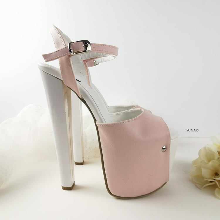 Baby Pink White Platform Sandals - Tajna Club
