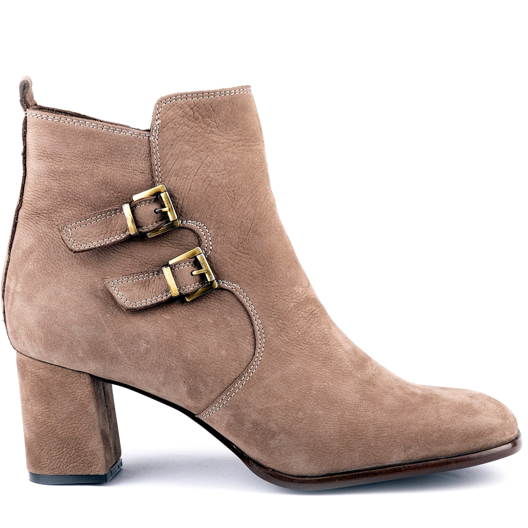 side look of beige-suede-genuine-leather-kitten-chunky-heel-ankle-boots 