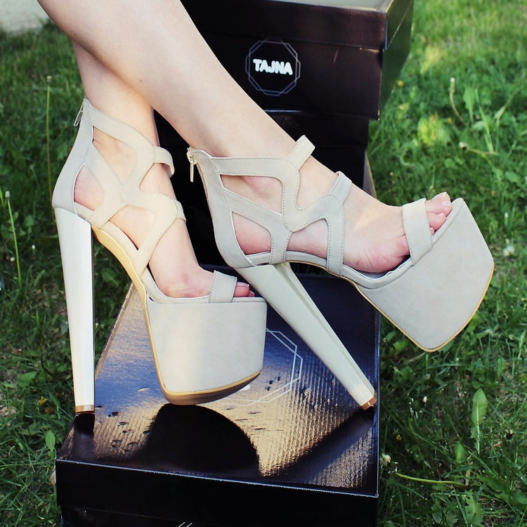 Summer Beige 19 cm High Heel Platform Shoes - Tajna Club