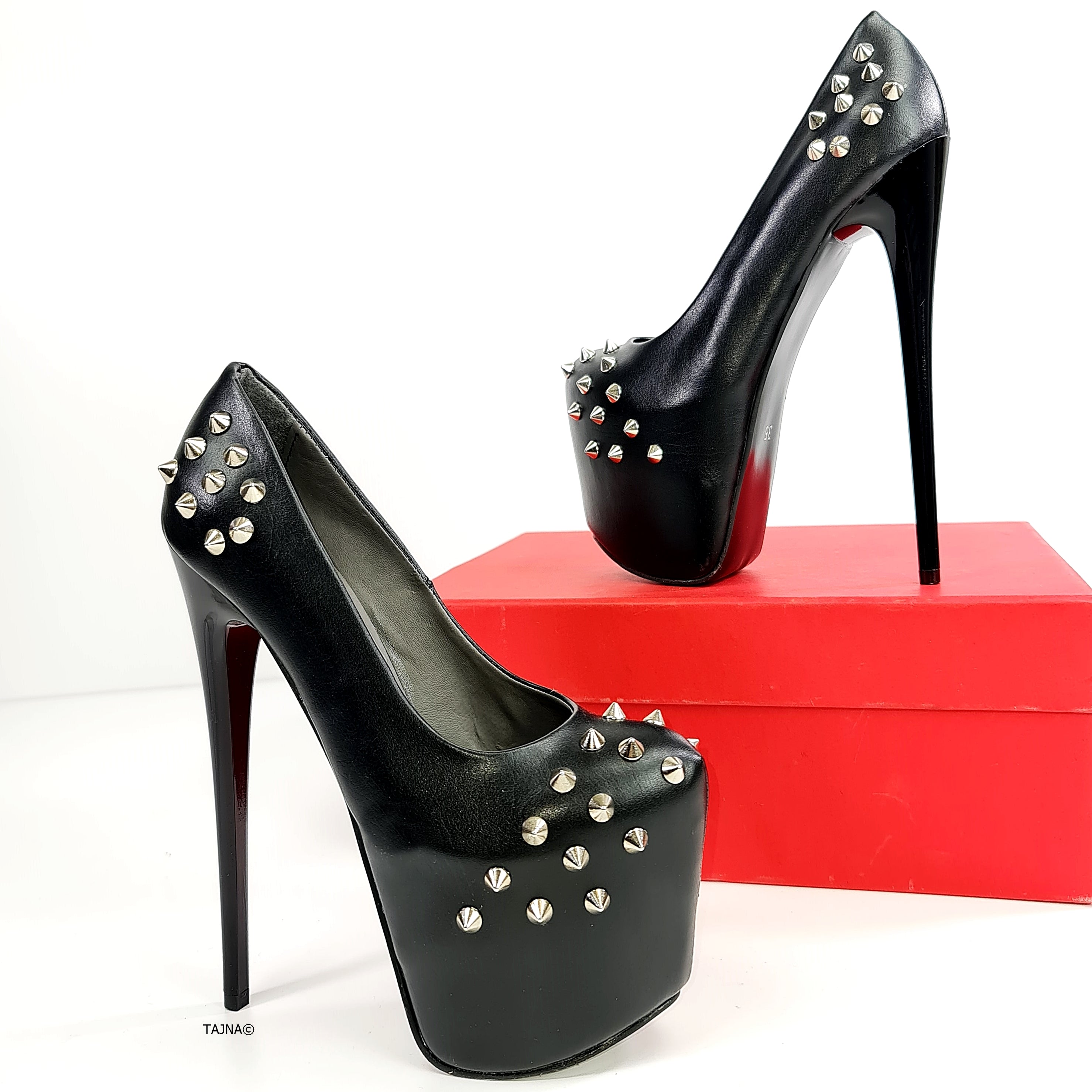 Black spiked shop high heels