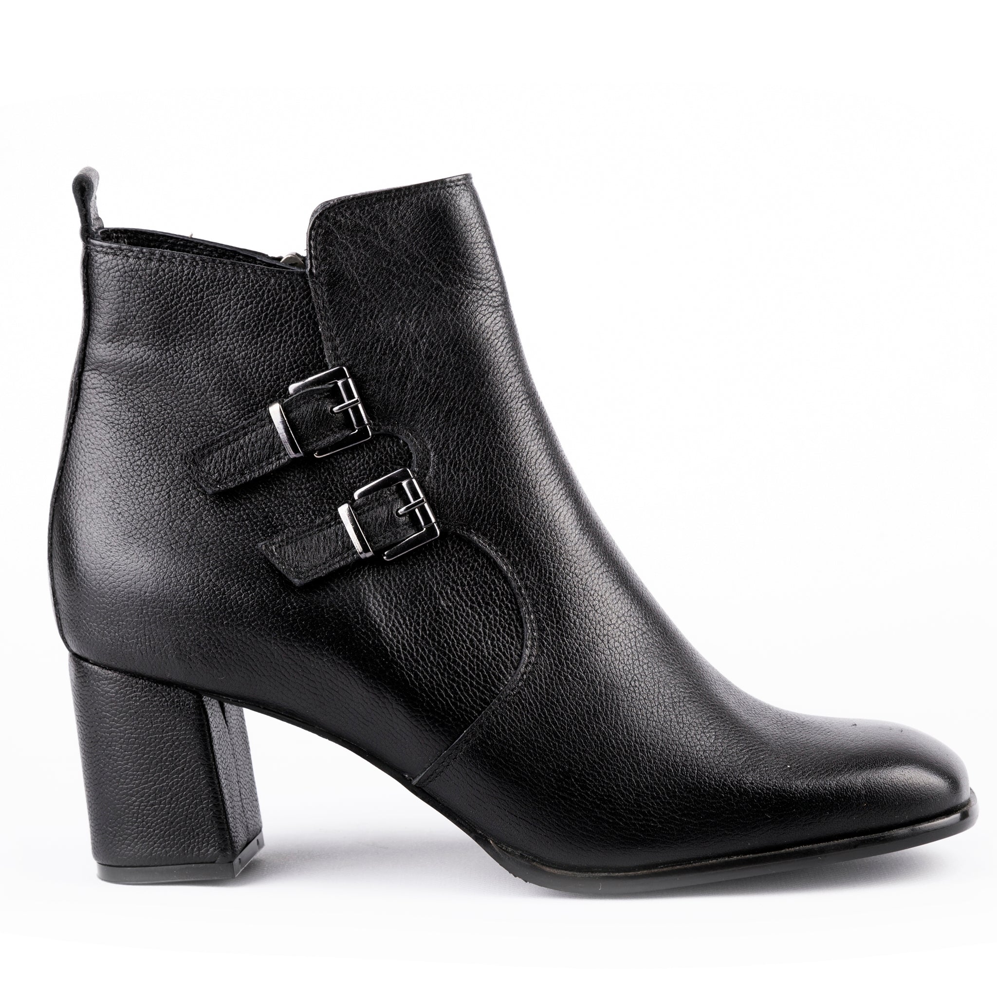 Side view - Scorpius - Double Belted Ankle Leather Booties