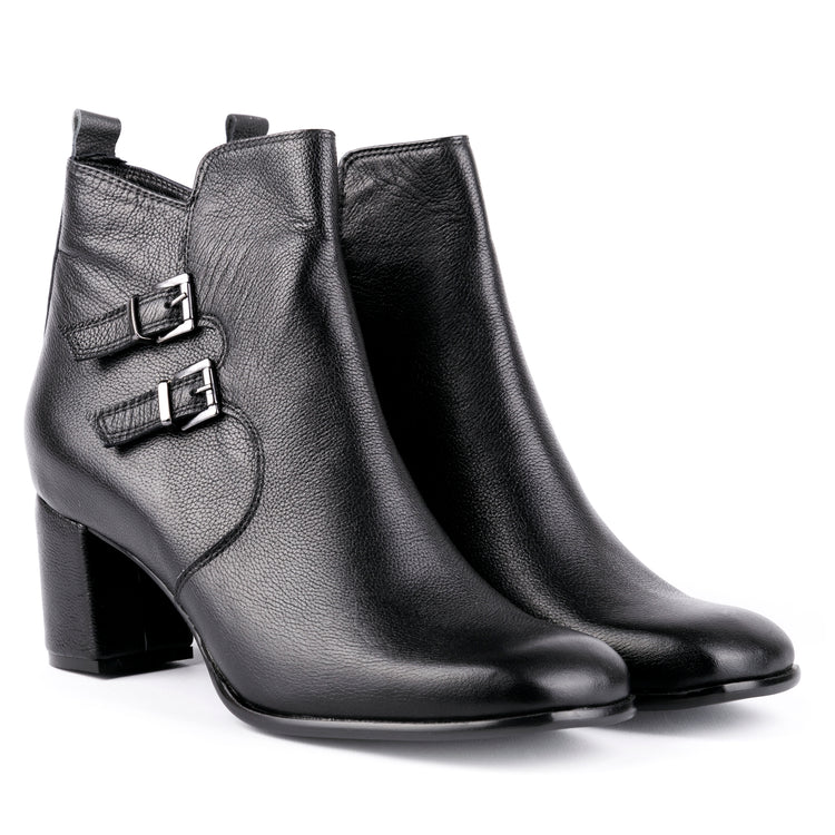 Scorpius - Double Belted Ankle Leather Booties