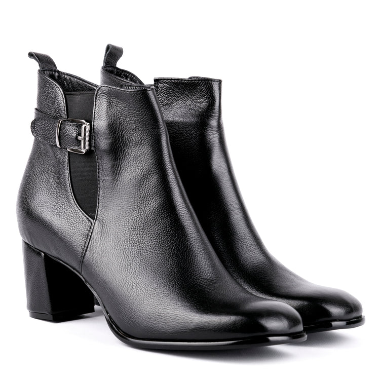 Heka - Ankle Cut Belted Leather Booties