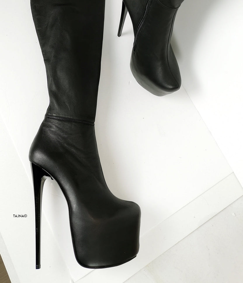 Genuine Leather Black Thigh High Boots | Tajna Shoes – Tajna Club