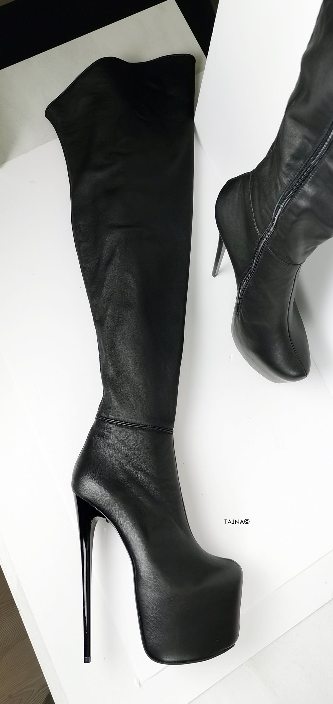 Genuine leather thigh sales high boots