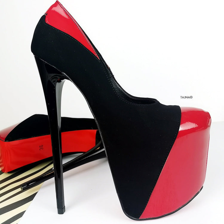 Red Black Suede Chic Stiletto Pumps - Tajna Club