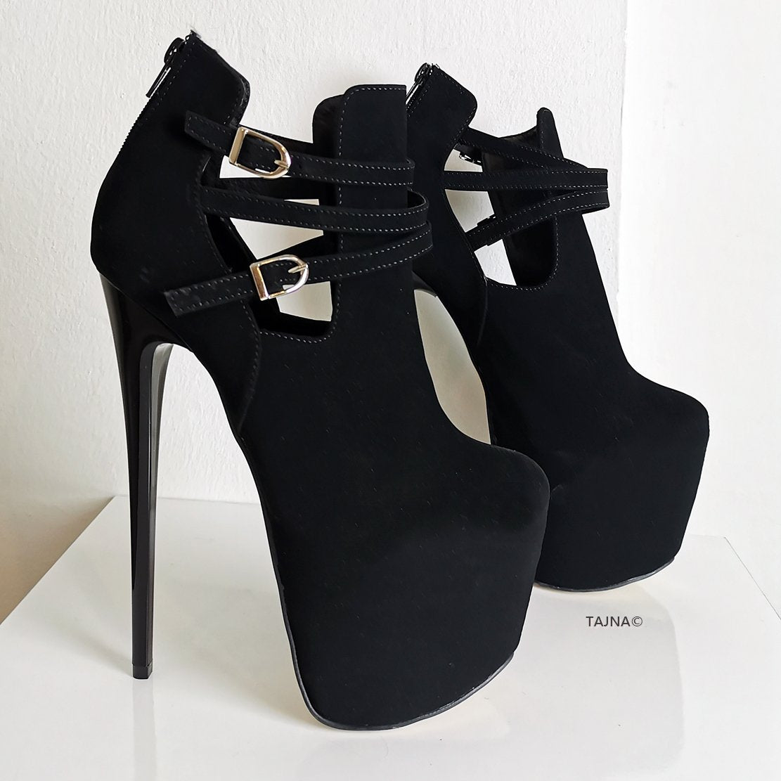 Suede Belted Ankle Platform Booties | Tajna Club