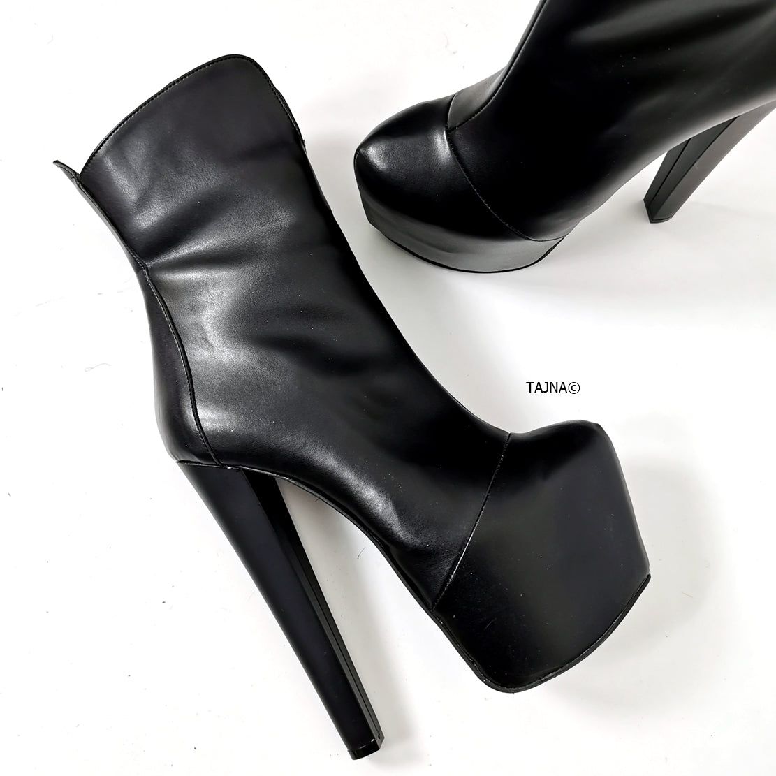 Black Classic Hidden Platform Boots Tajna Shoes Tajna Club