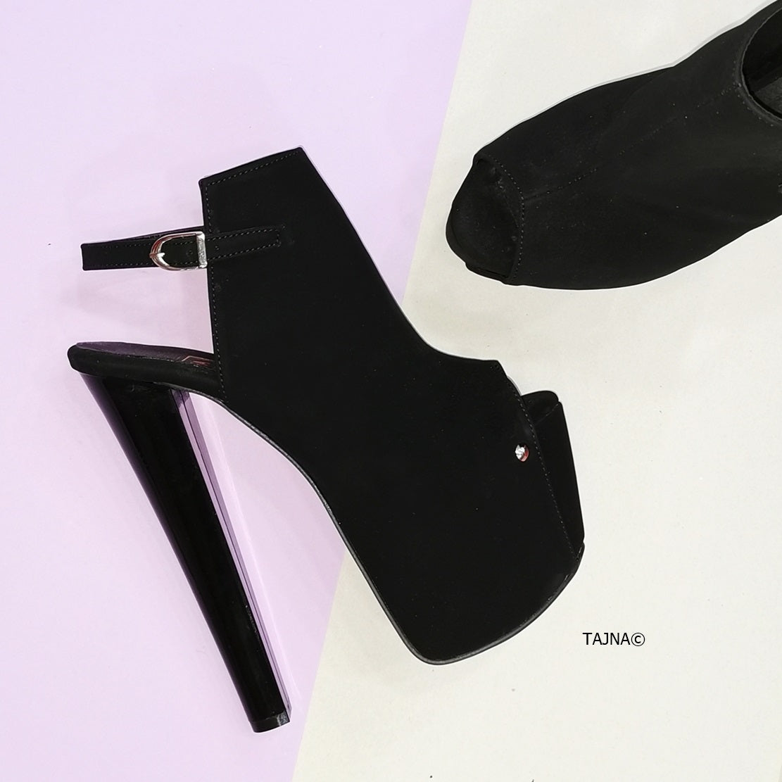 Black slingback platform heels top
