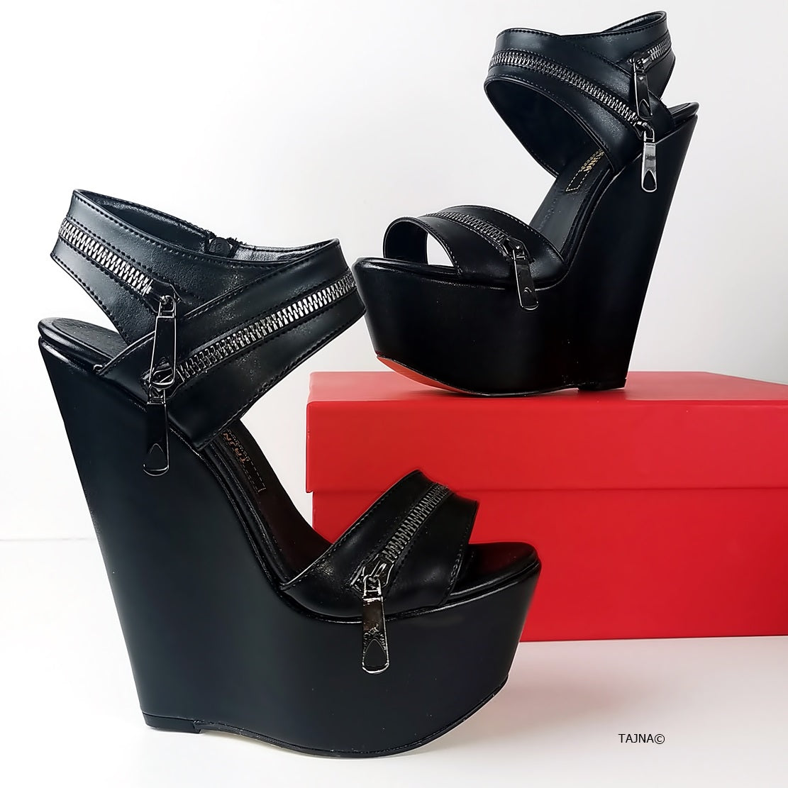 Cute black wedge heels sale
