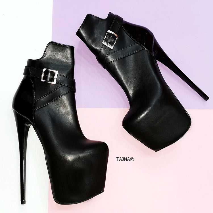 Black Matte Elegant Heeled Boots - Tajna Club