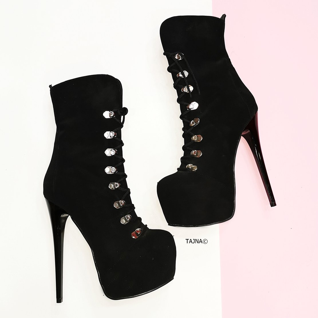 Black Suede Military Style Ankle Boots - Tajna Club