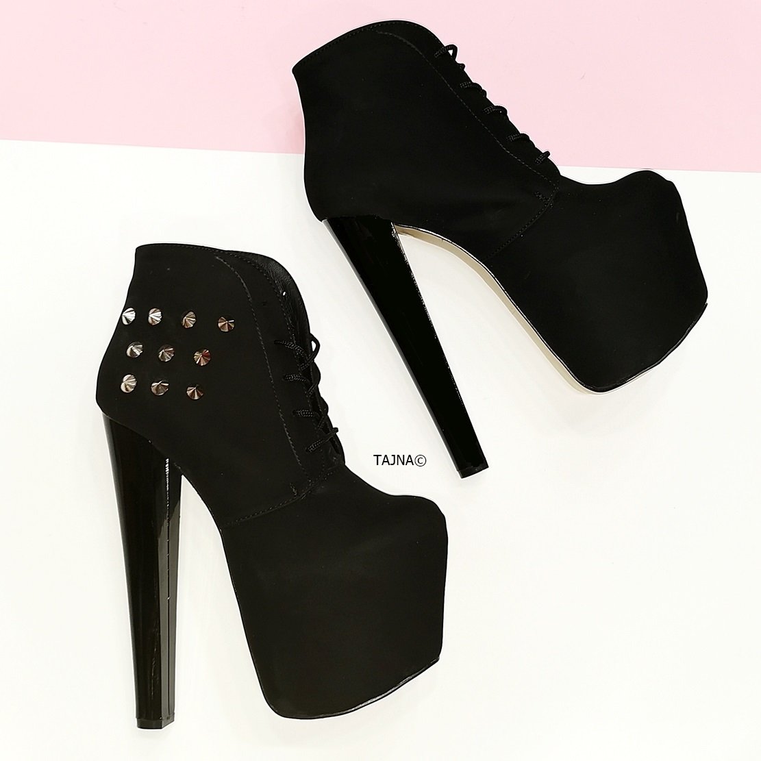 Pinned Ledna Black Suede Ankle Booties - Tajna Club