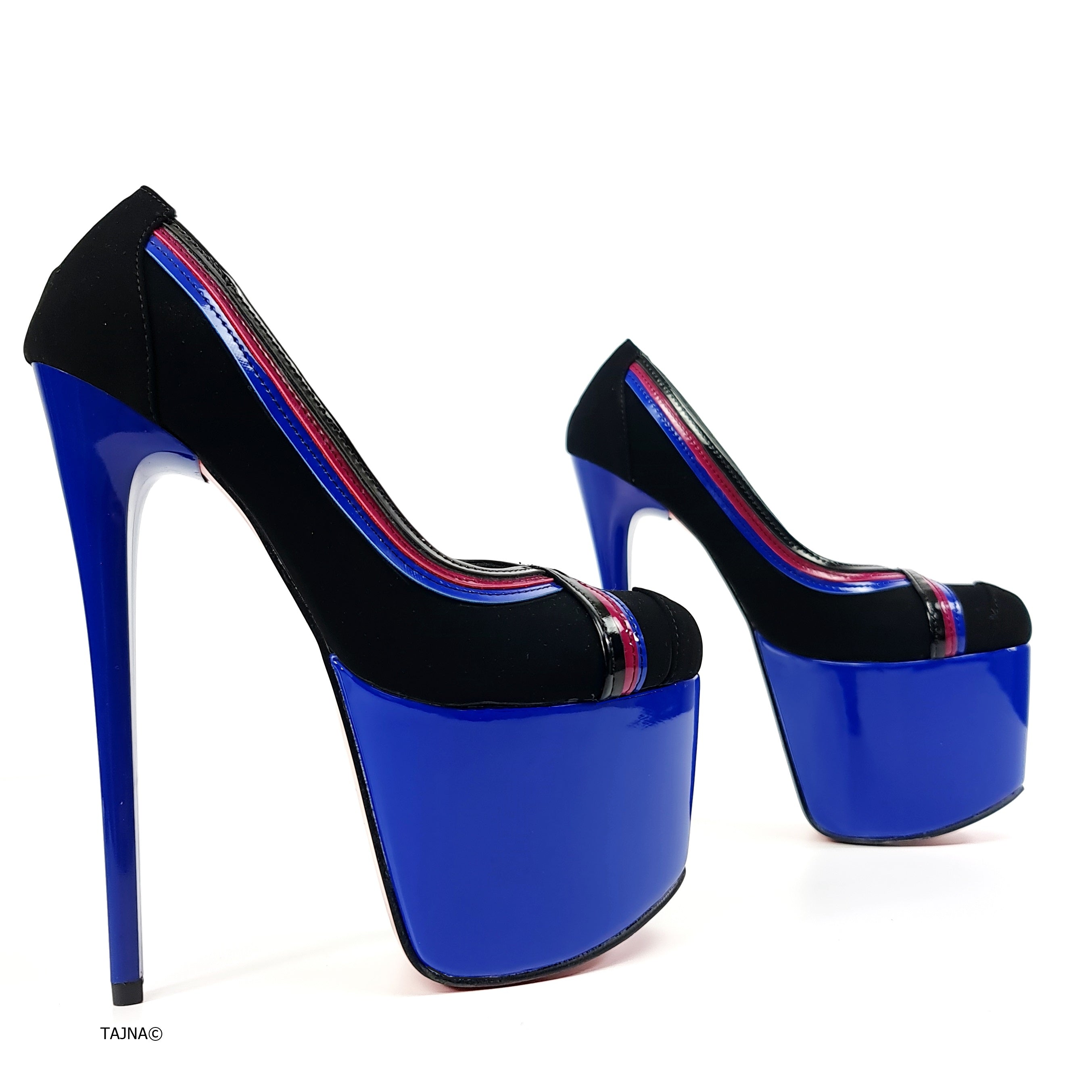 Black and blue high heels best sale