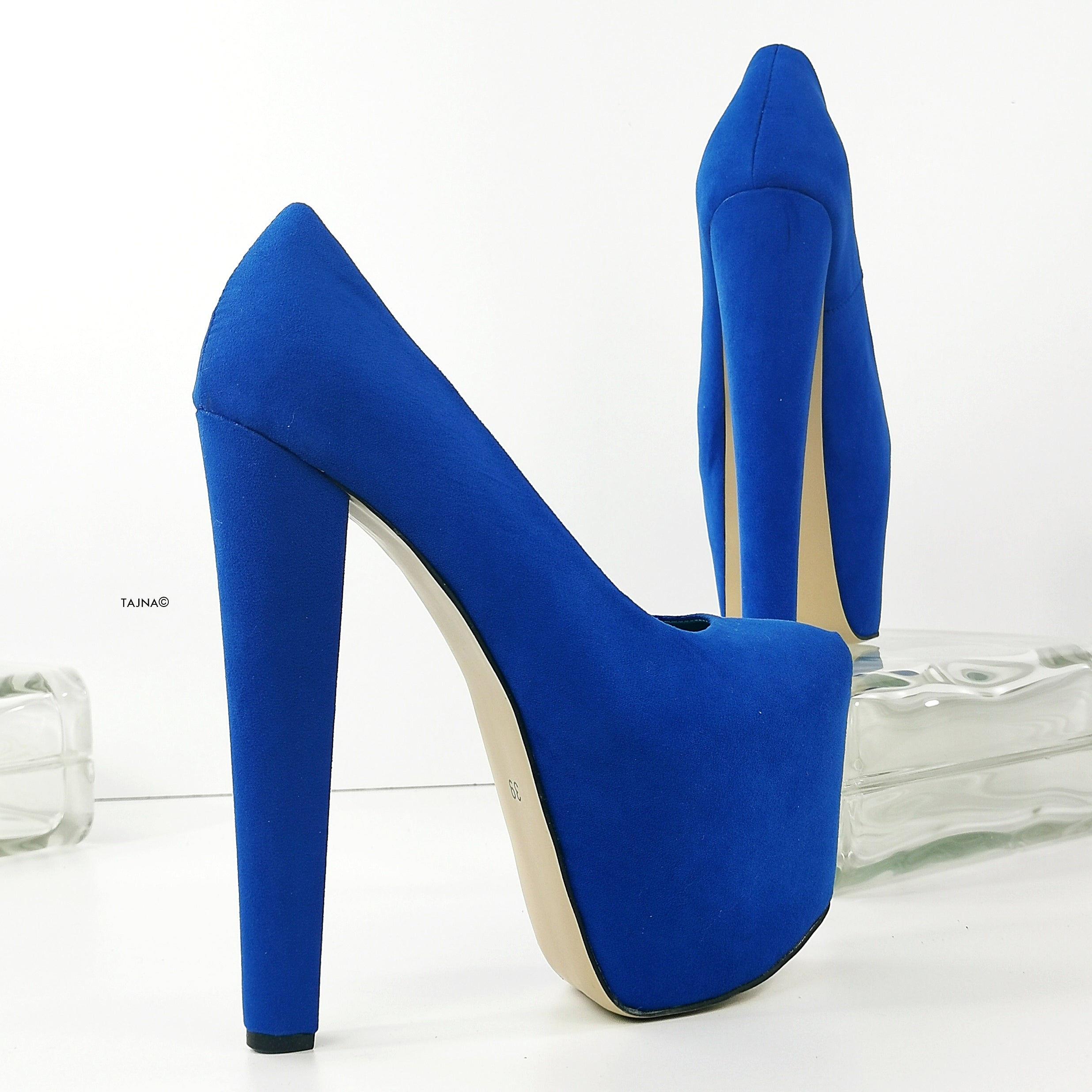 Blue suede orders high heel shoes