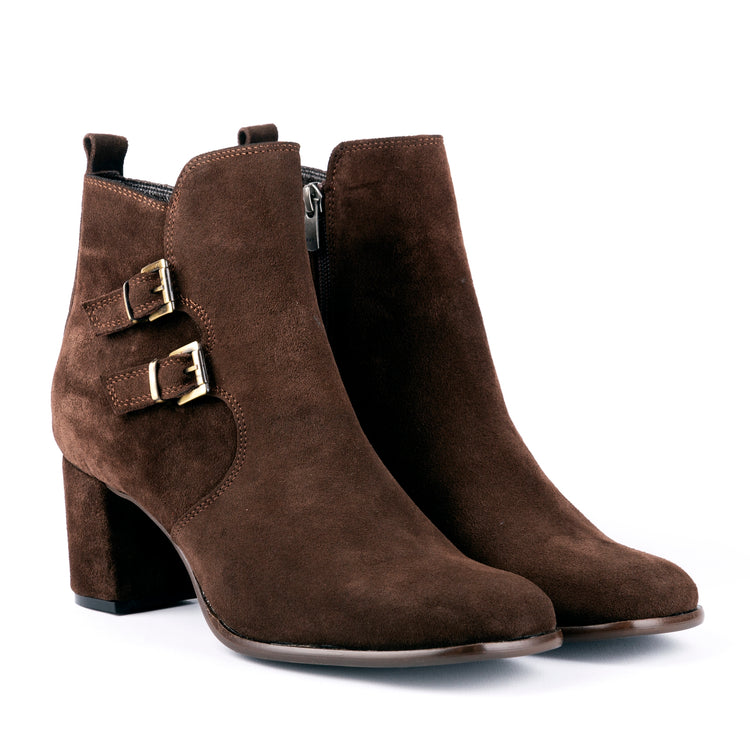 Scorpius - Double Belted Ankle Leather Booties