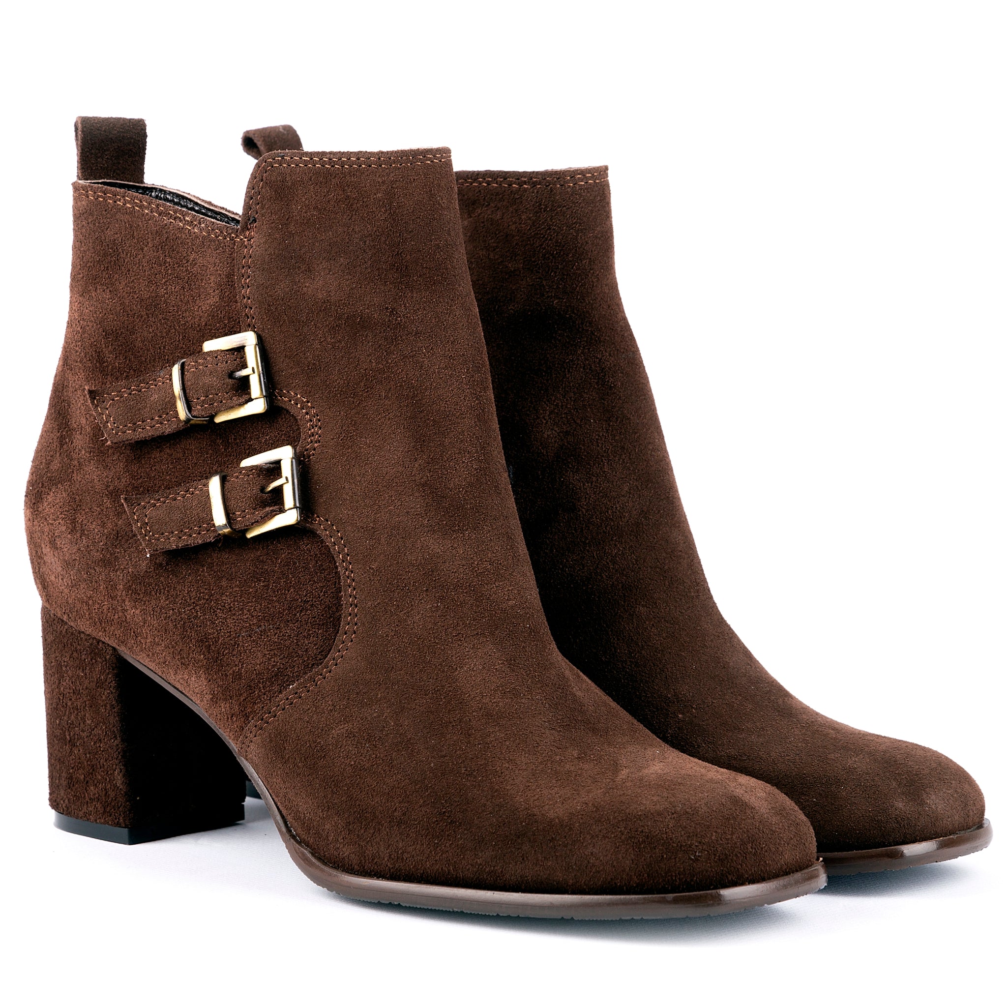 Scorpius - Double Belted Ankle Leather Booties