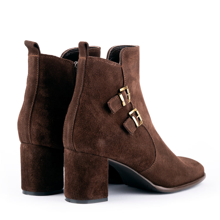 Back View - Scorpius - Double Belted Ankle Leather Booties